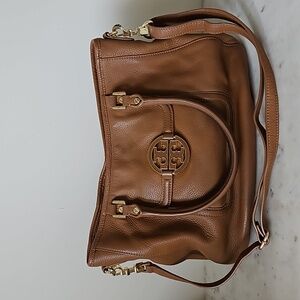 TORY BURCH: large camel leather tote/shoulder/crossbody bag